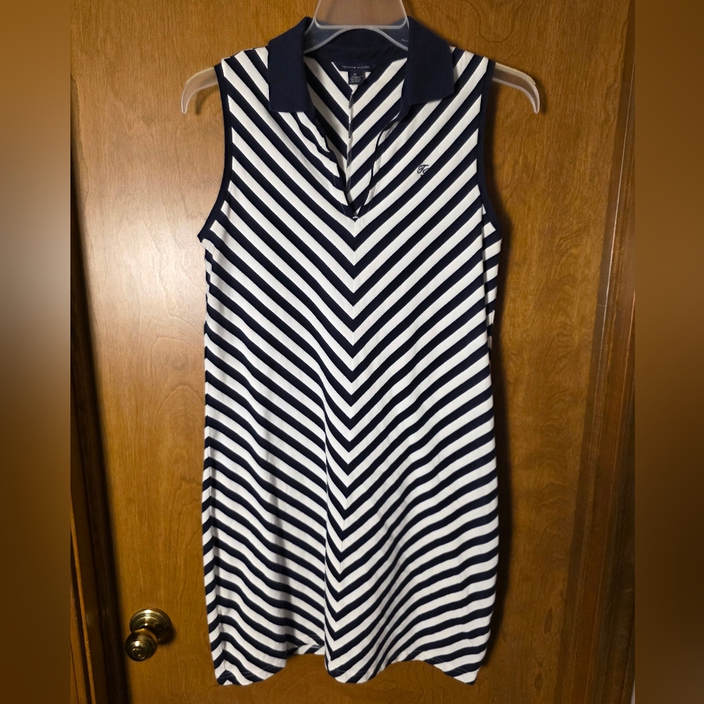 Tommy Hilfiger Sleeveless Nautical V-Neck Striped Dress